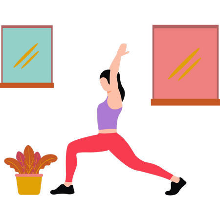 Mädchen macht Yoga in Halbmond-Pose  Illustration