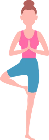 Mädchen macht Yoga im Stehen  Illustration