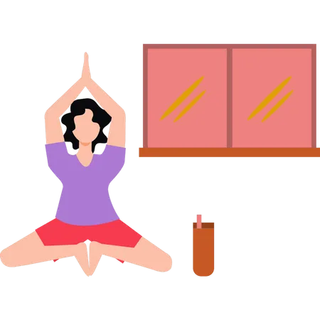 Mädchen macht Yoga-Positionen  Illustration