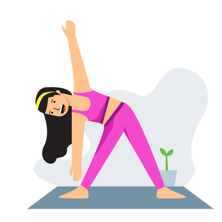 Mädchen macht Yoga-Dehnübungen  Illustration