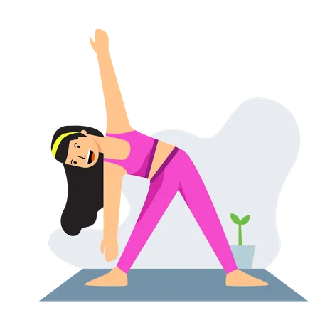 Mädchen macht Yoga-Dehnübungen  Illustration