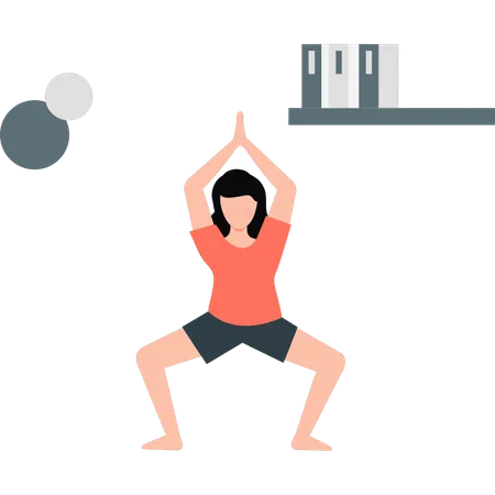 Mädchen macht Yoga zur Aufrechterhaltung des Hormonhaushalts  Illustration