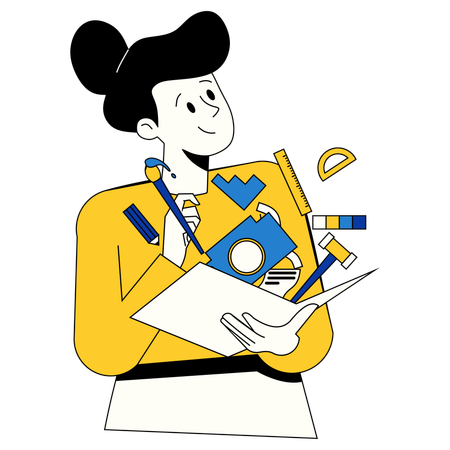 Mädchen beim Buchmalen  Illustration