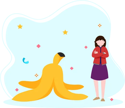 Mädchen mit Bananenschale  Illustration