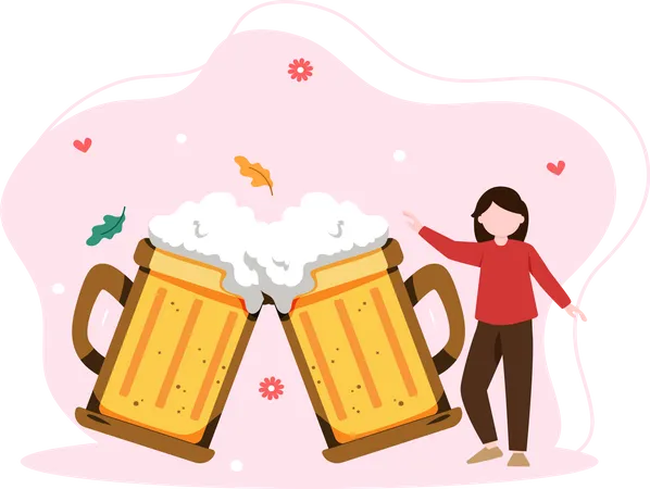 Mädchen mit Biergläsern  Illustration