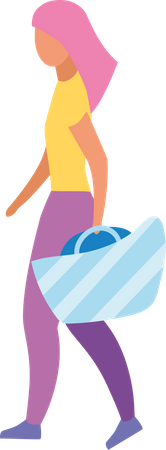 Mädchen mit blauer Strandtasche  Illustration