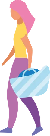 Mädchen mit blauer Strandtasche  Illustration
