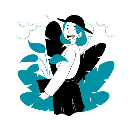 Mädchen mit Blumenstrauß  Illustration