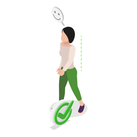 Mädchen mit der richtigen Haltung beim Gehen, um die Belastung zu reduzieren  Illustration