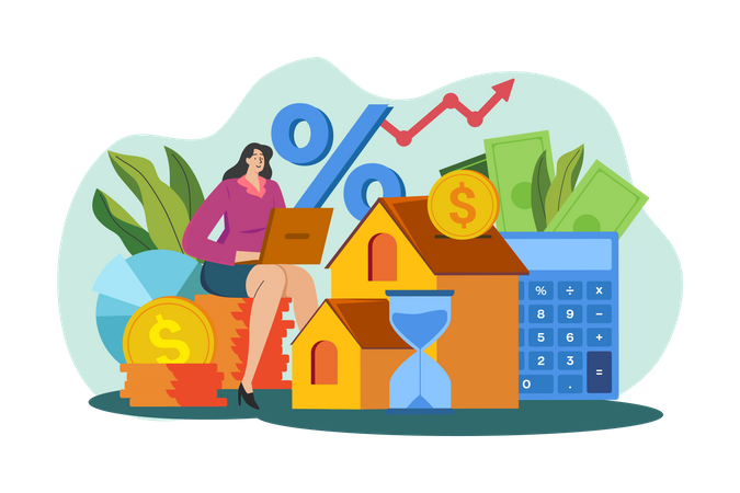 Mädchen mit einem Investitionskredit  Illustration