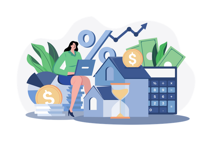 Mädchen mit einem Investitionskredit  Illustration