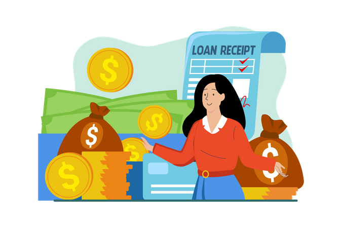 Mädchen mit geliehenem Geld  Illustration