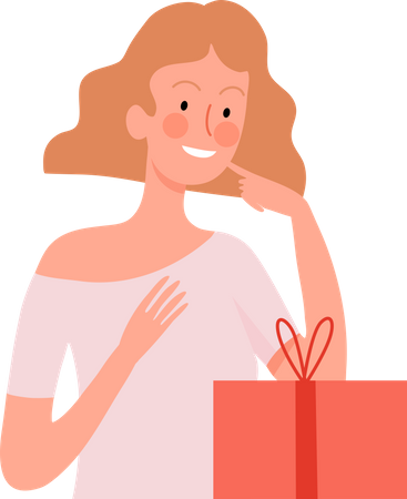 Mädchen mit Geschenk  Illustration