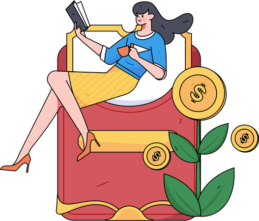 Mädchen mit Geschenk Angpow  Illustration