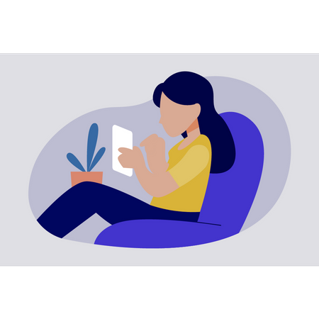 Mädchen mit Handy  Illustration