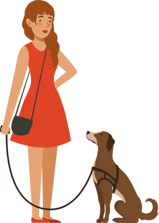 Mädchen mit Hund  Illustration