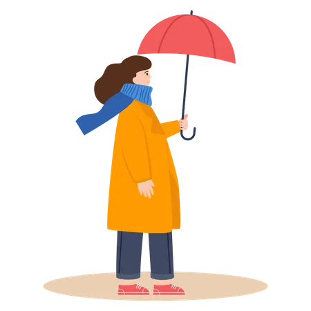 Mädchen mit Regenschirm  Illustration