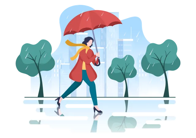 Mädchen mit Regenschirm  Illustration