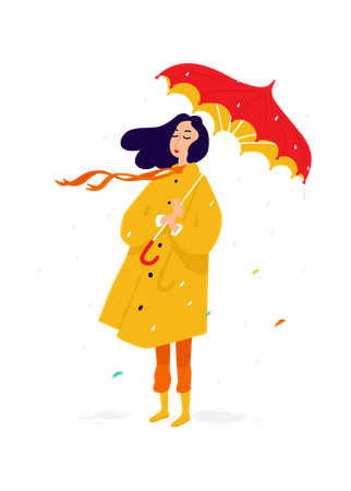 Mädchen mit Regenschirm  Illustration