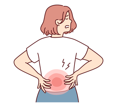 Mädchen mit Rückenschmerzen  Illustration