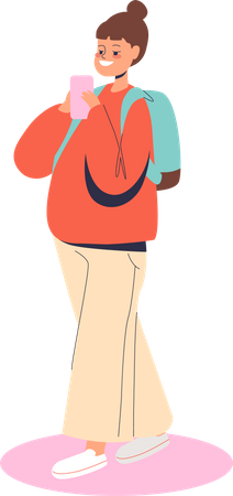 Mädchen mit Smartphone  Illustration