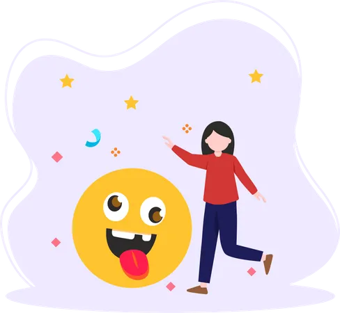 Mädchen mit Smiley-Emoji  Illustration