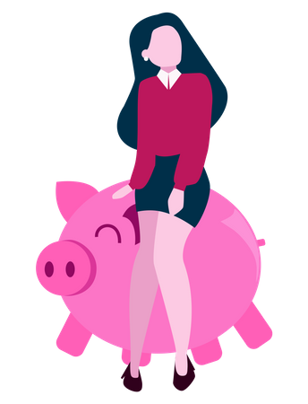 Mädchen mit Sparschwein  Illustration