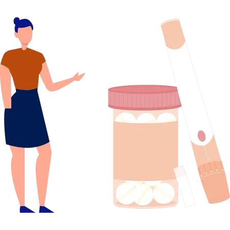 Mädchen mit Tablettenglas  Illustration