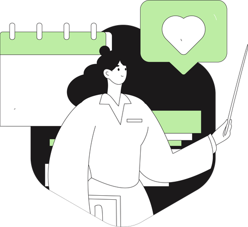 Mädchen nimmt an einem Online-Seminar teil  Illustration
