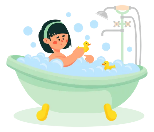 Mädchen beim Baden  Illustration