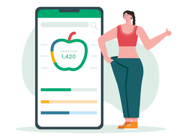 Mädchen nutzt Fitness-Tracking-App  Illustration