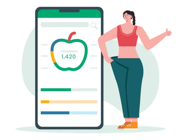 Mädchen nutzt Fitness-Tracking-App  Illustration