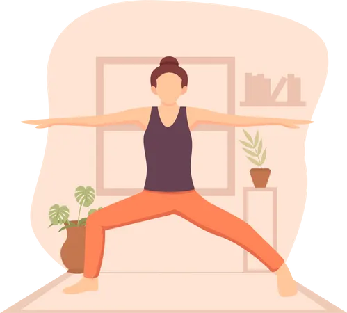 Mädchen öffnet die Arme weit beim Yoga  Illustration