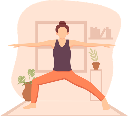 Mädchen öffnet die Arme weit beim Yoga  Illustration