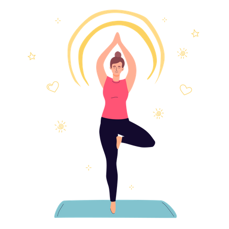 Mädchen praktiziert Yoga  Illustration