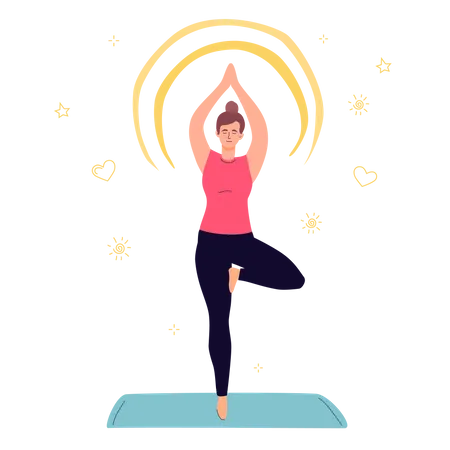 Mädchen praktiziert Yoga  Illustration