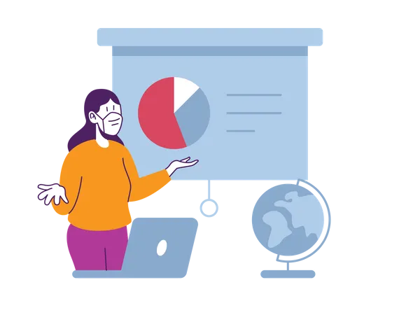 Mädchen präsentiert Datenanalyse  Illustration