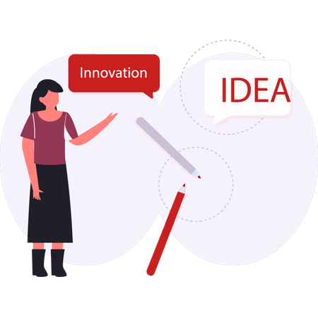 Mädchen präsentiert Innovationsideen  Illustration