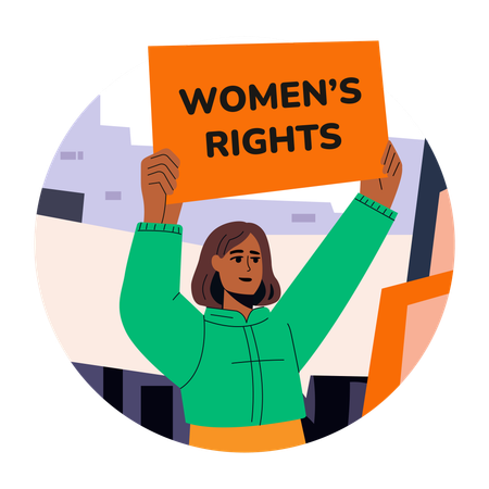 Mädchen protestiert für Frauenrechte  Illustration