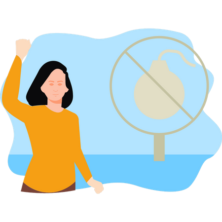 Mädchen protestiert, um nicht zu kämpfen  Illustration