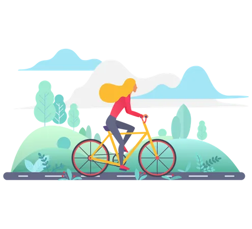 Mädchen radfahren  Illustration