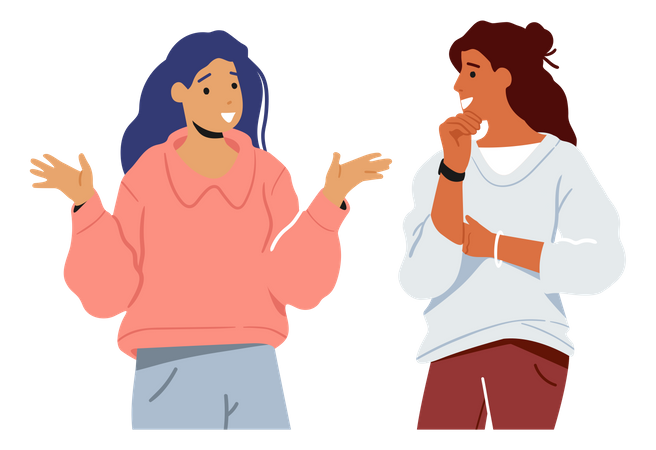 Mädchen reden miteinander  Illustration