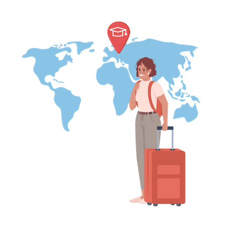 Mädchen reist zum Studium ins Ausland  Illustration