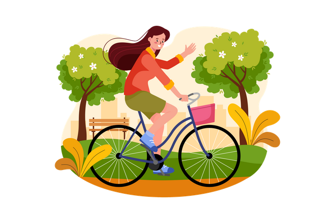 Mädchen auf einem Fahrrad  Illustration
