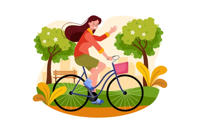Mädchen auf einem Fahrrad  Illustration