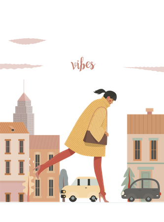 Mädchen läuft mit Regenmantel  Illustration