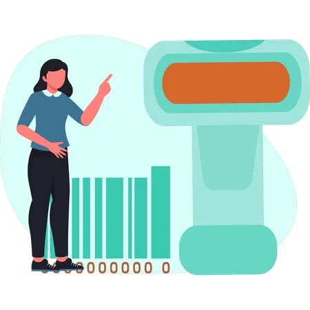 Mädchen scannt Barcode  Illustration