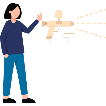 Mädchen schaut auf die Waffe  Illustration