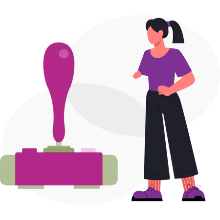 Mädchen sucht Joystick  Illustration