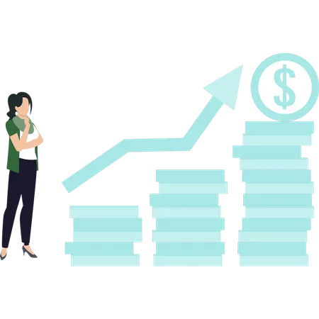 Mädchen betrachtet Dollardiagramm  Illustration